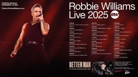 Robbie Williams vadonatúj világkörüli turnéjával tér vissza Budapestre